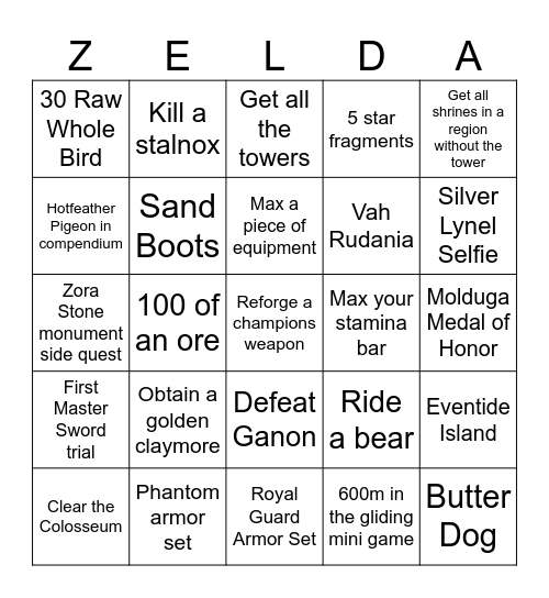 BOTW Bingo Card