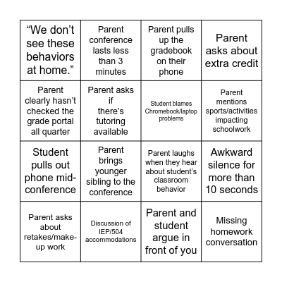 Conference Bingo Card