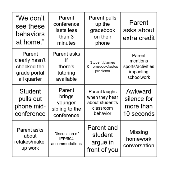 Conference Bingo Card