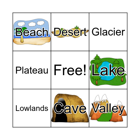 Landform Bingo Card
