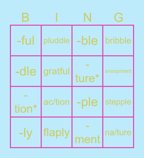 *Eleanor’s Excellent Bingo Adventure! :) <3* Bingo Card