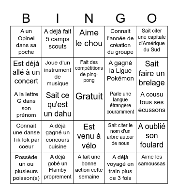 BINGO scout Bingo Card