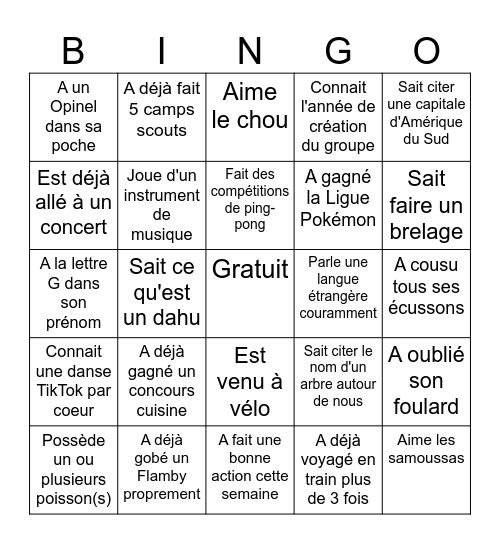 BINGO scout Bingo Card