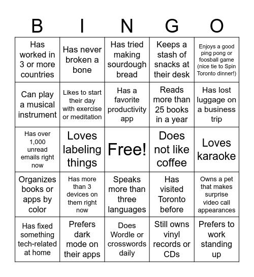 Common Ground Bingo Card