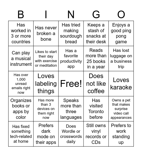 Common Ground Bingo Card
