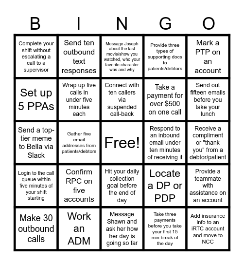 Collector Bingo Card