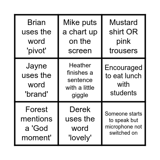 SLT bingo Card