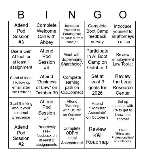 2025 ODEmbark Bingo Card