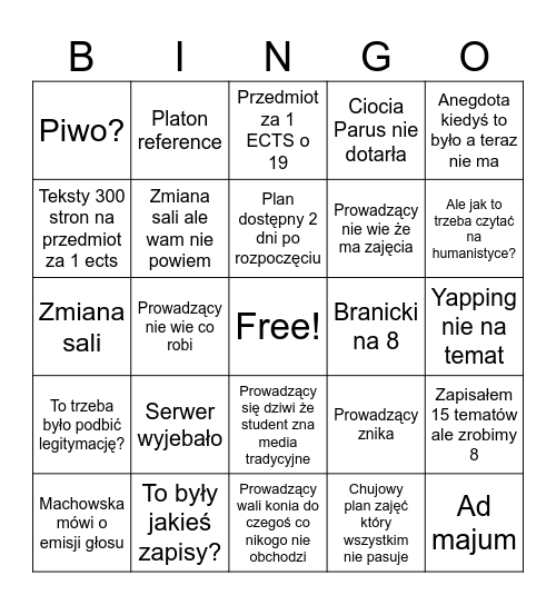 AGH klt sezon 3 Bingo Card