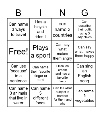 INTRODUCTION Bingo Card