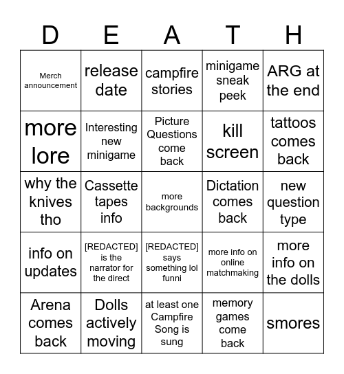 TMP3 Direct Bingo Card