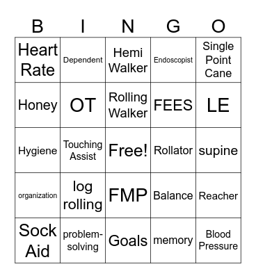 Rehab Week Bingo Card