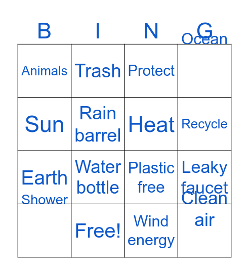 Climate Change Bingo Card