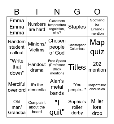 Miller's 313 BINGO Card