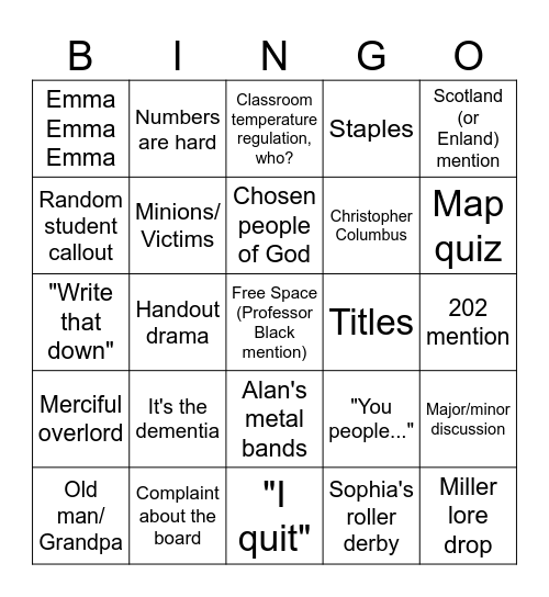 Miller's 313 BINGO Card