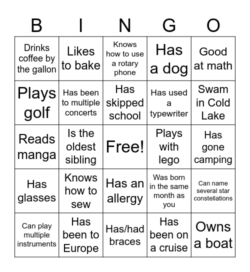 Icebreaker Bingo: Find Someone Who Bingo Card