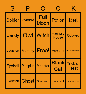 Halloween BINGO Card