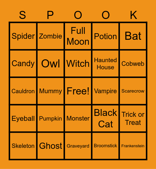Halloween BINGO Card