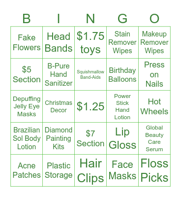 Dollar Tree Bingo! Bingo Card