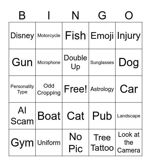 Tinder Bingo Boys Bingo Card
