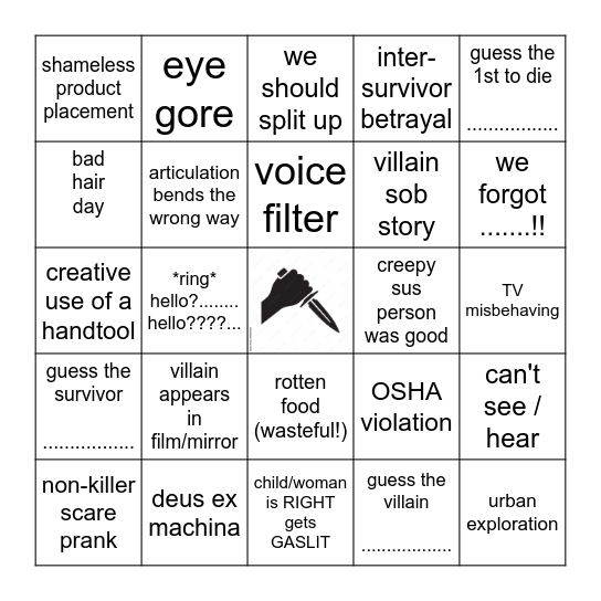 The Texas Chainsaw Allegations Bingo Card