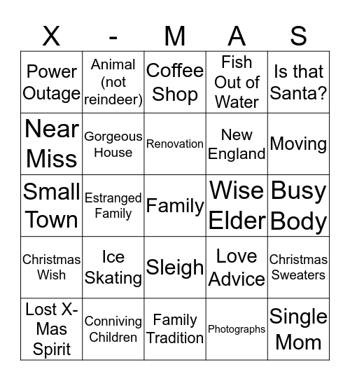 Christmas Movie Bingo Card