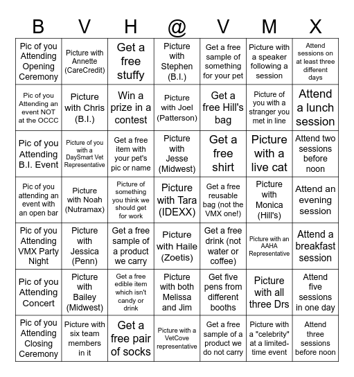 Bellalago Veterinary - VMX Bingo! Bingo Card