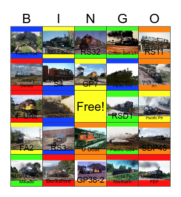 Locomotives of the U.S.A and Mexico Bingo Card