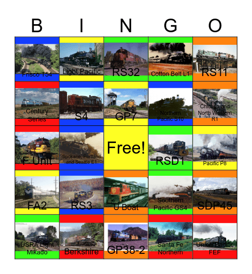 Locomotives of the U.S.A and Mexico Bingo Card