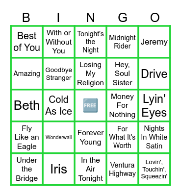 MUSIC BINGO at the Ann Arbor Eagles! Rock on the chill side.... ☺️ Bingo Card