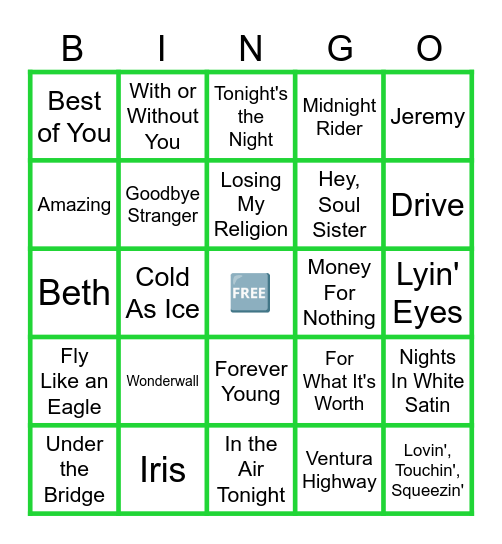 MUSIC BINGO at the Ann Arbor Eagles! Rock on the chill side.... ☺️ Bingo Card