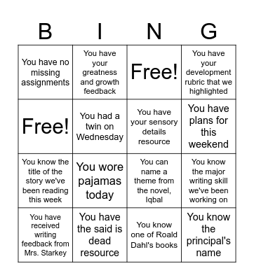 Fun Friyay! Bingo Card