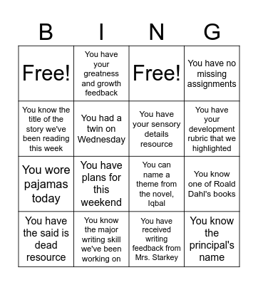 Fun Friyay! Bingo Card