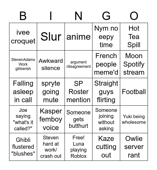 VC Bingo Card