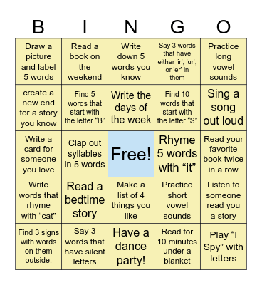 LearnAbility's Literacy Bingo Card Bingo Card