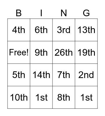 BOR Bingo Card