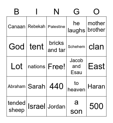 Bible Bingo Card