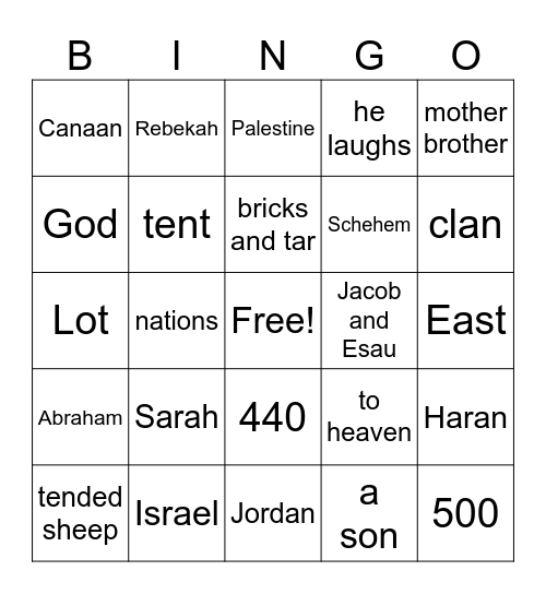 Bible Bingo Card
