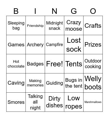 Camp Bingo Card