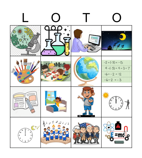 les cours et quelle heure? Bingo Card