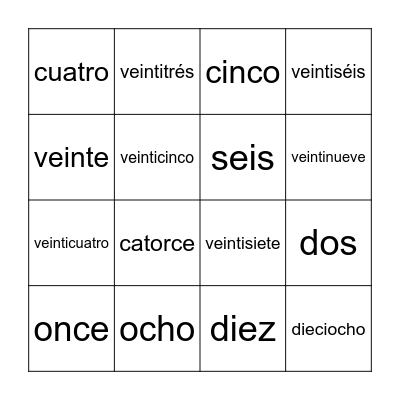 Los números 1-30 Bingo Card