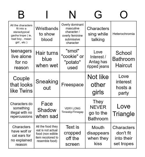 Gacha Life Bingo Card