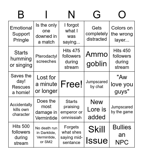 Nattiegeo's 12-Hours of Warhammer Stream! Bingo Card