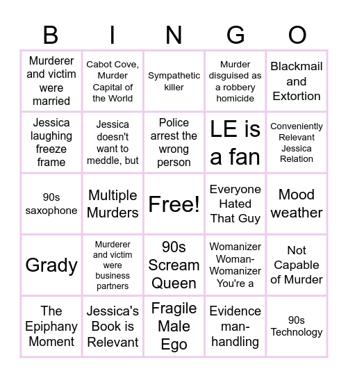 Bingo She Wrote Bingo Card