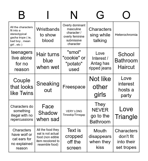 Gacha Life Bingo Card