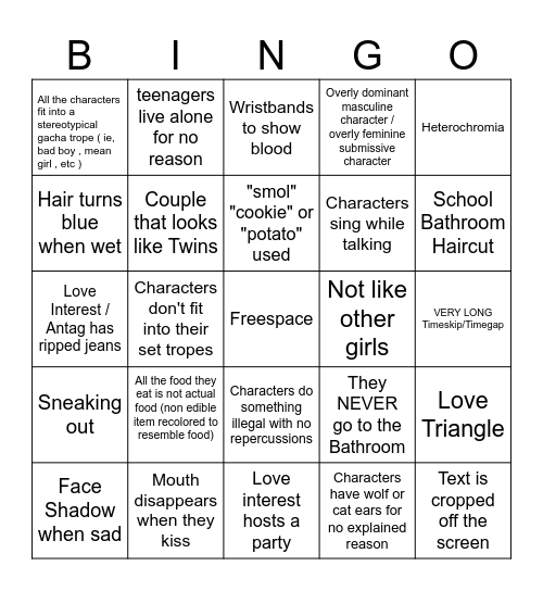 Gacha Life Bingo Card