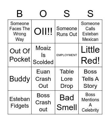 Construction Class Bingo Card