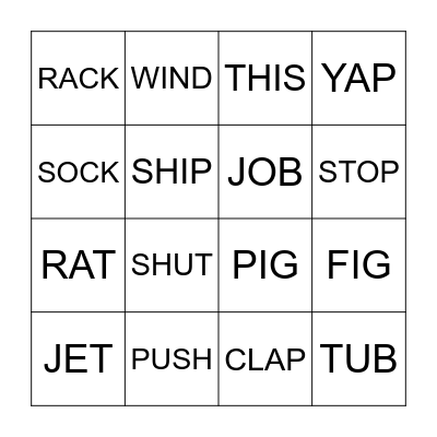 Phonics Bingo Card