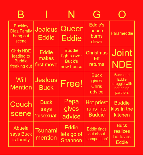 Buddie Bingo Card