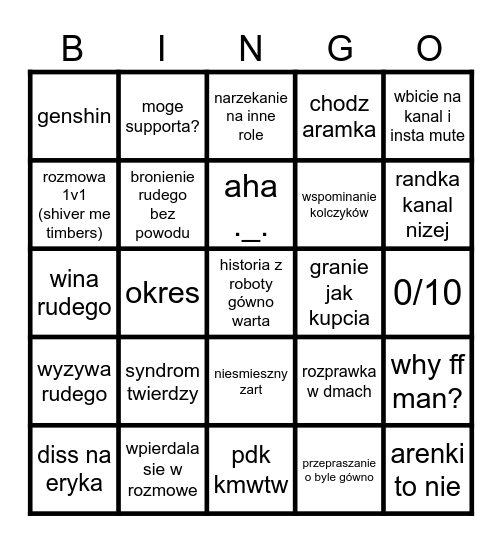 OLIWIA BINGO Card